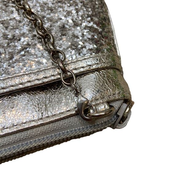 My Flat in London Silver Sparkly Small Bag with Detachable Silver Strap - Picture 12 of 14